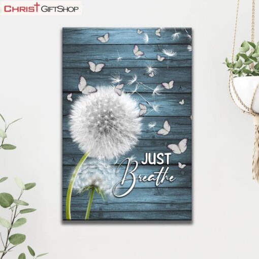 Dandelion Just Breathe Vertical Canvas Wall Art