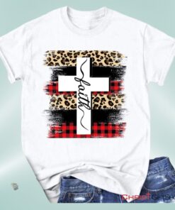 Faith Cross Plaid Leopard Christian Unisex T Shirt, Sweatshirt, Hoodie