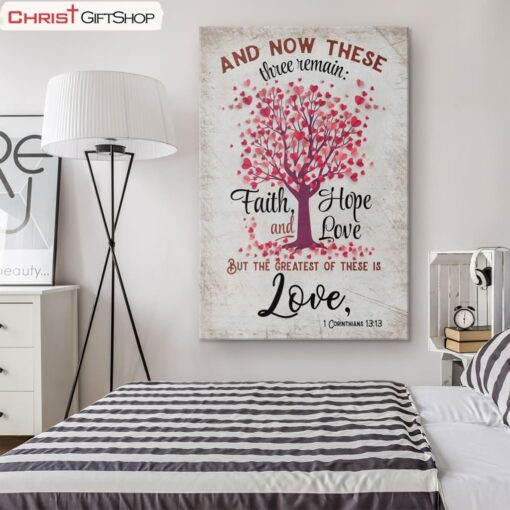 Faith Hope And Love 1 Corinthians 1313 Heart Tree Wall Art Poster, Canvas Print