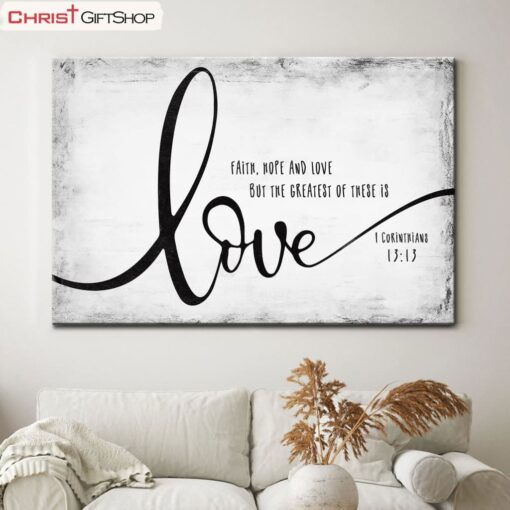 Faith Hope And Love Rustic Farmhouse Wall Art Canvas