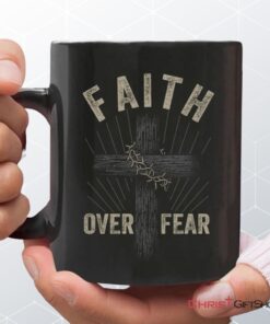 Faith Over Fear, Crown Of Thorns Cross, Coffee Mug