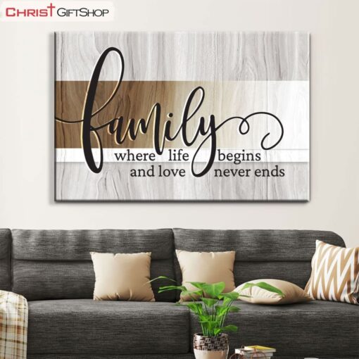 Family Where Life Begins And Love Never Ends Wall Art Canvas