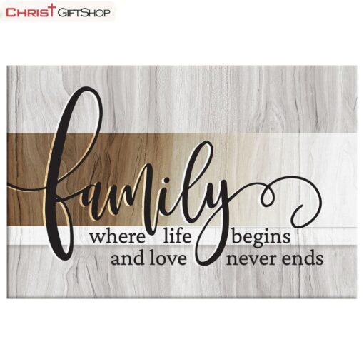 Family Where Life Begins And Love Never Ends Wall Art Canvas