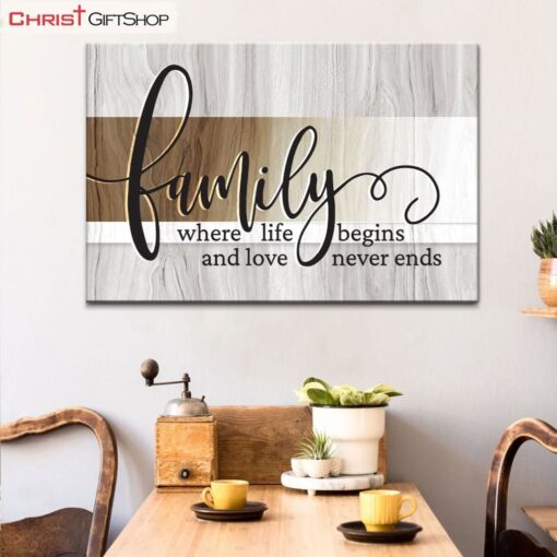 Family Where Life Begins And Love Never Ends Wall Art Canvas