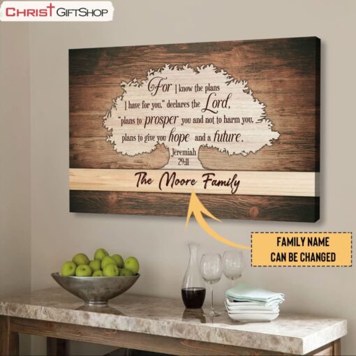 For I Know The Plans I Have For You Jeremiah 2911 Personalized Name Wall Art Canvas