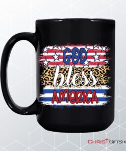 God Bless America Leopard Coffee Ceramic Mug