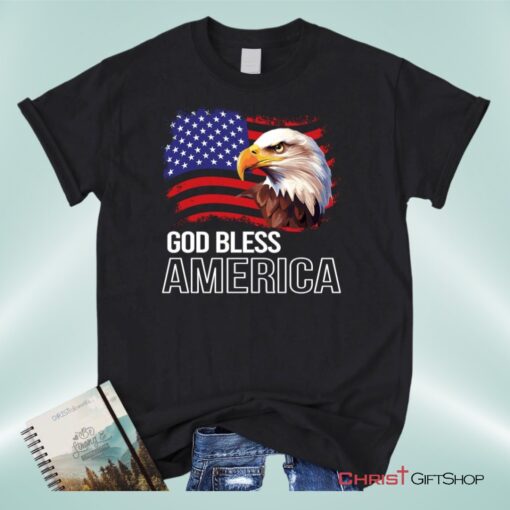 God Bless America, Bald Eagle Flag Unisex Shirt, Hoodie