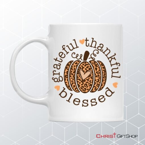 Grateful Thankful Blessed Leopard Pumpkin Coffee Mug