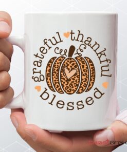 Grateful Thankful Blessed Leopard Pumpkin Coffee Mug