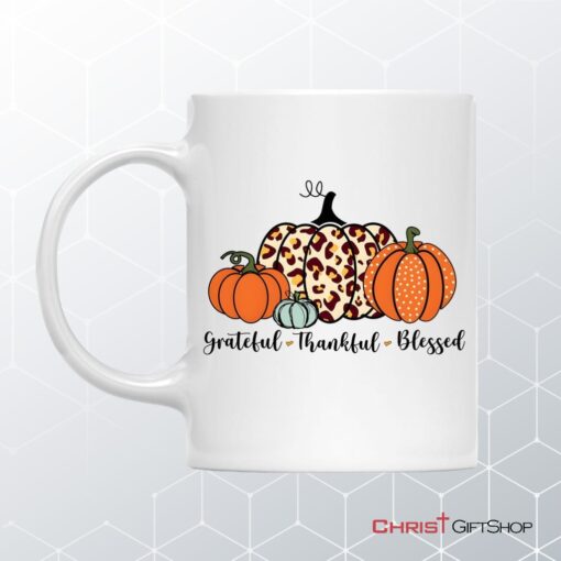 Grateful Thankful Blessed Pumpkin Fall Coffee Ceramic Mug