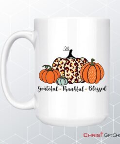 Grateful Thankful Blessed Pumpkin Fall Coffee Ceramic Mug