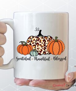 Grateful Thankful Blessed Pumpkin Fall Coffee Ceramic Mug