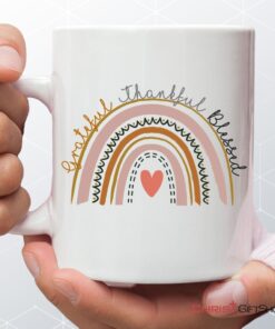 Grateful Thankful Blessed Rainbow Coffee Ceramic Mug