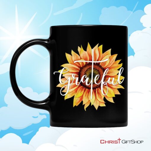 Grateful, Sunflower Christian Coffee Mug