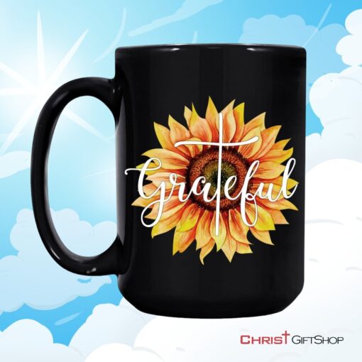 Grateful, Sunflower Christian Coffee Mug