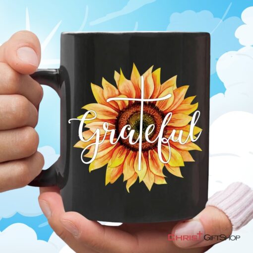 Grateful, Sunflower Christian Coffee Mug