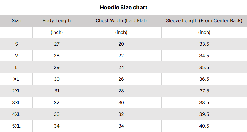 hoodie-size-chart