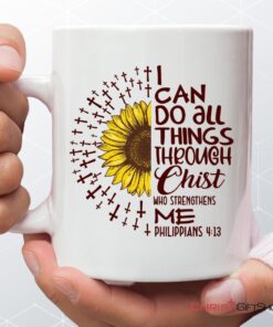 I Can Do All Things Through Christ Philippians 413 Sunflower Christian Coffee Ceramic Mug