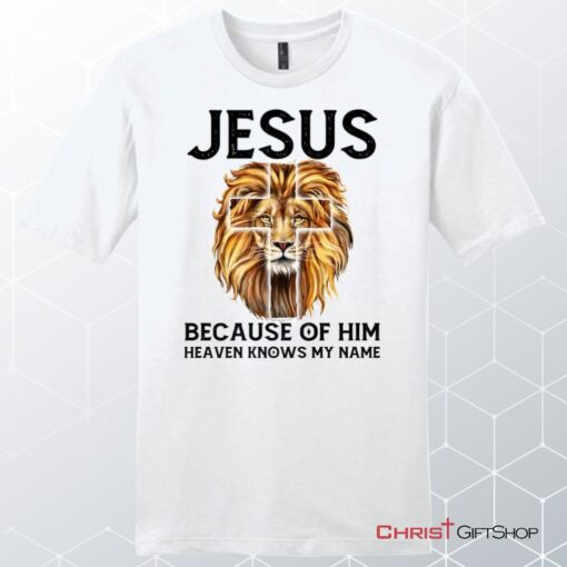 Jesus Because Of Him Heaven Knows My Name Unisex Shirt, Hoodie, Jesus Unisex T Shirt, Sweatshirt, Hoodies