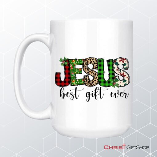 Jesus Best Gift Ever Buffalo Plaid Leopard Coffee Ceramic Mug