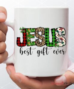 Jesus Best Gift Ever Buffalo Plaid Leopard Coffee Ceramic Mug