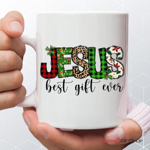 Jesus Best Gift Ever Buffalo Plaid Leopard Coffee Ceramic Mug