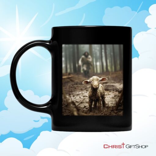 Jesus With The Sheep, Jesus Running After Lamb Coffee Mug (Without Text)