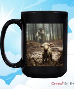 Jesus With The Sheep, Jesus Running After Lamb Coffee Mug (Without Text)