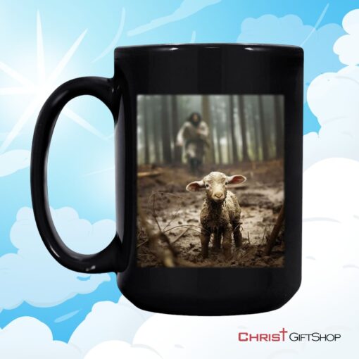 Jesus With The Sheep, Jesus Running After Lamb Coffee Mug (Without Text)