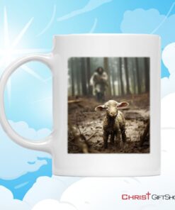 Jesus With The Sheep, Jesus Running After Lamb Coffee Mug (Without Text)