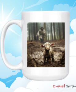 Jesus With The Sheep, Jesus Running After Lamb Coffee Mug (Without Text)