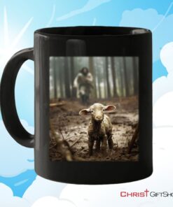 Jesus With The Sheep, Jesus Running After Lamb Coffee Mug (Without Text)