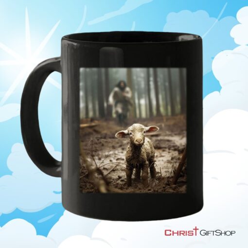 Jesus With The Sheep, Jesus Running After Lamb Coffee Mug (Without Text)