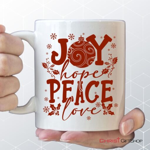 Joy Hope Peace Love, Christian Christmas Coffee Mug