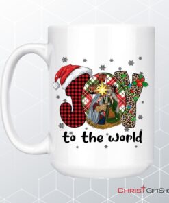 Joy To The World Buffalo Plaid Leopard Coffee Mug