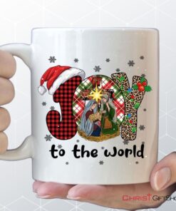 Joy To The World Buffalo Plaid Leopard Coffee Mug