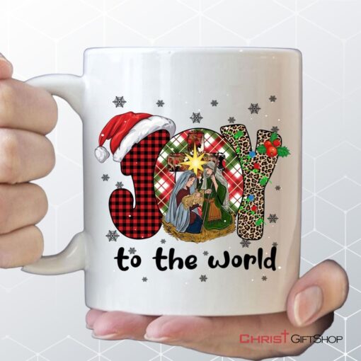 Joy To The World Buffalo Plaid Leopard Coffee Mug