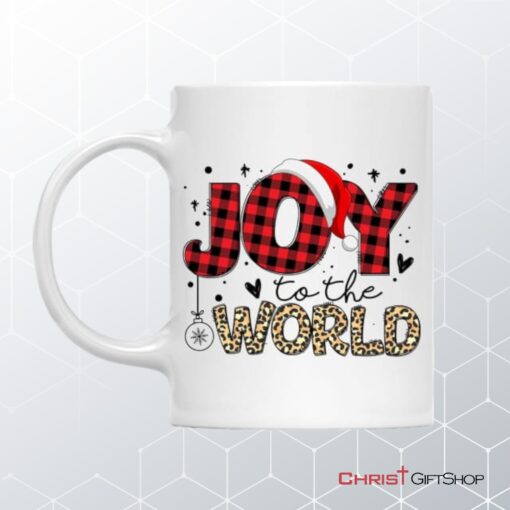 Joy To The World, Buffalo Plaid Leopard, Christmas Coffee Mug