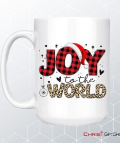 Joy To The World, Buffalo Plaid Leopard, Christmas Coffee Mug