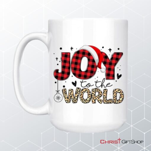 Joy To The World, Buffalo Plaid Leopard, Christmas Coffee Mug