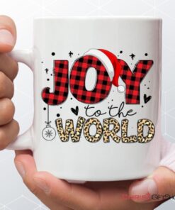 Joy To The World, Buffalo Plaid Leopard, Christmas Coffee Mug