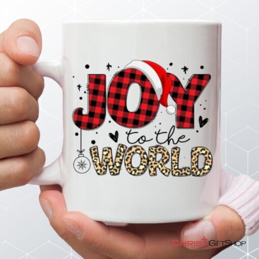 Joy To The World, Buffalo Plaid Leopard, Christmas Coffee Mug