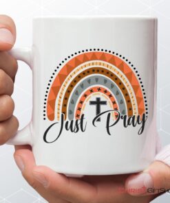 Just Pray, Boho Rainbow, Christian Coffee Mug