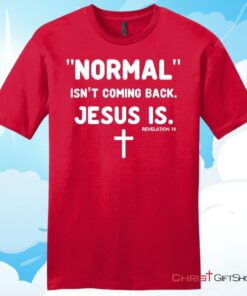 Normal isn't coming back Jesus is Revelation 14 mens Christian T Shirt