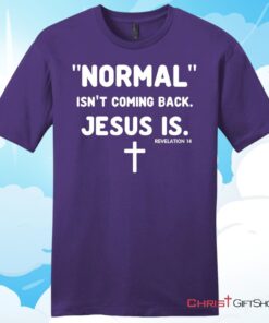 Normal isn't coming back Jesus is Revelation 14 mens Christian T Shirt