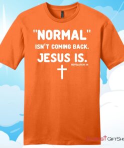 Normal isn't coming back Jesus is Revelation 14 mens Christian T Shirt