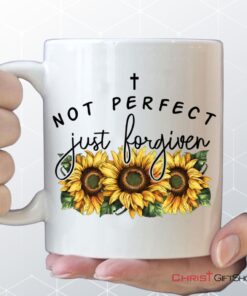 Not Perfect Just Forgiven Sunflowers Coffee Mug