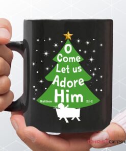 O Come Let Us Adore Him Christmas Tree Coffee Mug