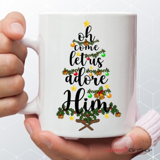 Oh Come Let Us Adore Him Christmas Coffee Mug