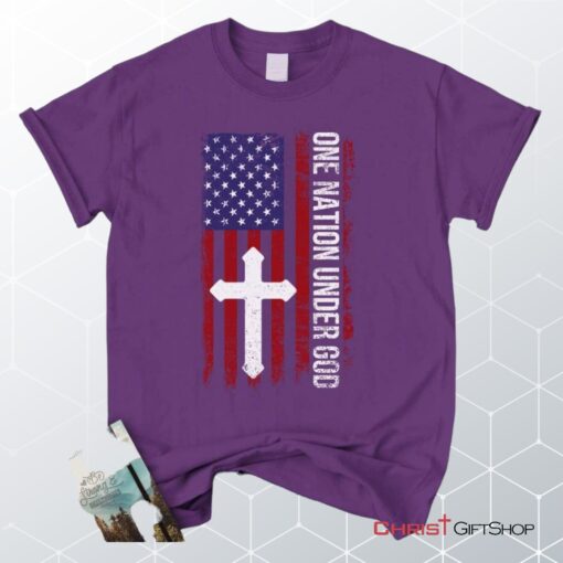 One Nation Under God, American Flag, Cross Unisex T Shirt, Sweatshirt, Hoodie